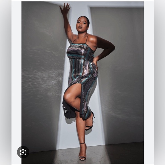 Eloquii Dresses & Skirts - Eloquii Striped Sequin Slip Dress